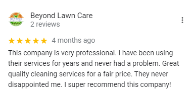 Beyond Lawn Care Testimonial - JPR Cleaning - Residential and commercial cleaning services